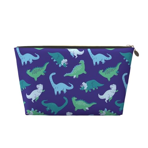 VOSERY Make-up-Tasche aus Leder, Kosmetiktasche, Reise-Kulturbeutel für Damen, blaues Dinosaurier-Muster, Make-up-Tasche, Organizer, niedliche Make-up-Tasche, wasserdichte Make-up-Tasche von VOSERY