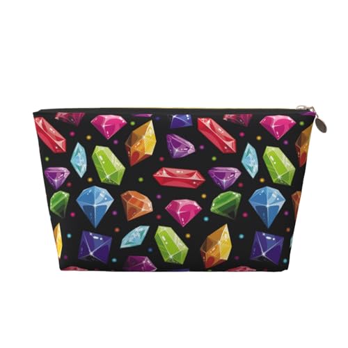 VOSERY Make-up-Tasche aus Leder, Kosmetiktasche, Reise-Kulturbeutel für Damen, bunte Diamant-Make-up-Tasche, Organizer, niedliche Make-up-Tasche, wasserdichte Make-up-Tasche von VOSERY
