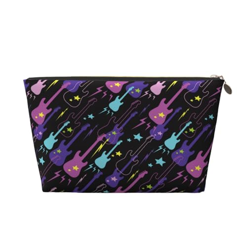 VOSERY Make-up-Tasche aus Leder, Kosmetiktasche, Reise-Kulturbeutel für Damen, bunte Gitarren-Organizer, niedliche Make-up-Tasche, wasserdichte Make-up-Tasche von VOSERY