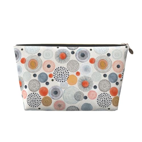 VOSERY Make-up-Tasche aus Leder, Kosmetiktasche, Reise-Kulturbeutel für Damen, bunte Kreise, Make-up-Tasche, Organizer, niedliche Make-up-Tasche, wasserdichte Make-up-Tasche von VOSERY