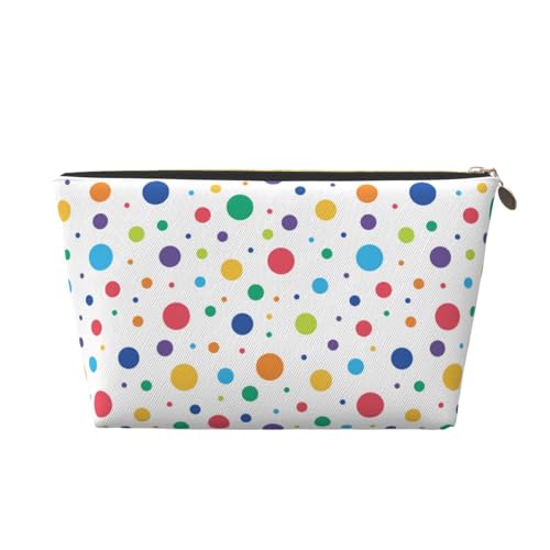 VOSERY Make-up-Tasche aus Leder, Kosmetiktasche, Reise-Kulturbeutel für Damen, bunter Punktemuster, Make-up-Tasche, Organizer, niedliche Make-up-Tasche, wasserdichte Make-up-Tasche von VOSERY