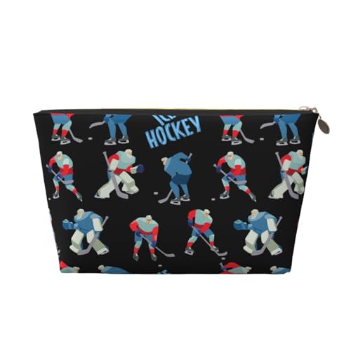 VOSERY Make-up-Tasche aus Leder, Kosmetiktasche, Reise-Kulturbeutel für Damen, coole Eishockey-Make-up-Tasche, Organizer, niedliche Make-up-Tasche, wasserdichte Make-up-Tasche von VOSERY