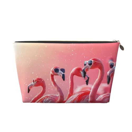 VOSERY Make-up-Tasche aus Leder, Kosmetiktasche, Reise-Kulturbeutel für Damen, coole Flamingos, Sonnenbrillen, Make-up-Tasche, Organizer, niedliche Make-up-Tasche, wasserdichte Make-up-Tasche VOSERY Make-up-Tasche aus Leder, Kosmetiktasche, Reise-Kulturbeutel für Damen, coole Flamingos, Sonnenbrillen, Make-up-Tasche, Organizer, niedliche Make-up-Tasche, wasserdichte Make-up-Tasche von VOSERY