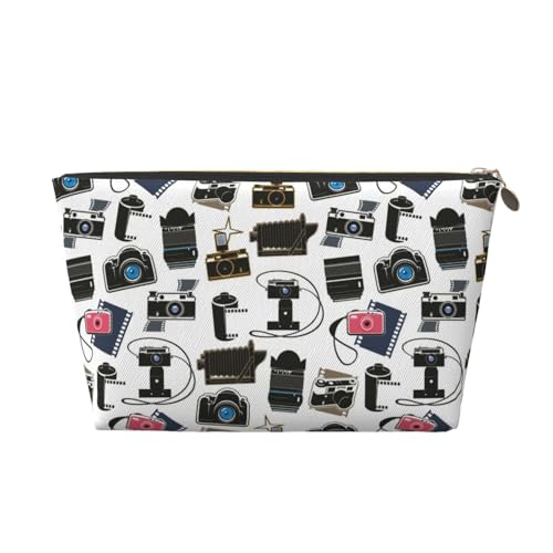 VOSERY Make-up-Tasche aus Leder, Kosmetiktasche, Reise-Kulturbeutel für Damen, coole Kamera-Organizer, niedliche Make-up-Tasche, wasserdichte Make-up-Tasche von VOSERY