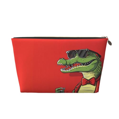 VOSERY Make-up-Tasche aus Leder, Kosmetiktasche, Reise-Kulturbeutel für Damen, cooles Krokodil mit Sonnenbrille, Make-up-Tasche, Organizer, niedliche Make-up-Tasche, wasserdichte Make-up-Tasche VOSERY Make-up-Tasche aus Leder, Kosmetiktasche, Reise-Kulturbeutel für Damen, cooles Krokodil mit Sonnenbrille, Make-up-Tasche, Organizer, niedliche Make-up-Tasche, wasserdichte Make-up-Tasche von VOSERY