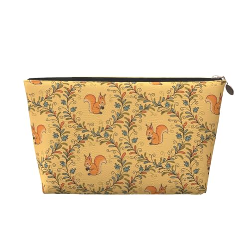VOSERY Make-up-Tasche aus Leder, Kosmetiktasche, Reise-Kulturbeutel für Damen, exotische, niedliche Cartoon-Eichhörnchen-Make-up-Tasche, Organizer, niedliche Make-up-Tasche, wasserdichte von VOSERY