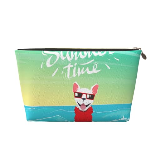 VOSERY Make-up-Tasche aus Leder, Kosmetiktasche, Reise-Kulturbeutel für Damen, französische Bulldogge, Surfen, Make-up-Tasche, Organizer, niedliche Make-up-Tasche, wasserdichte Make-up-Tasche von VOSERY