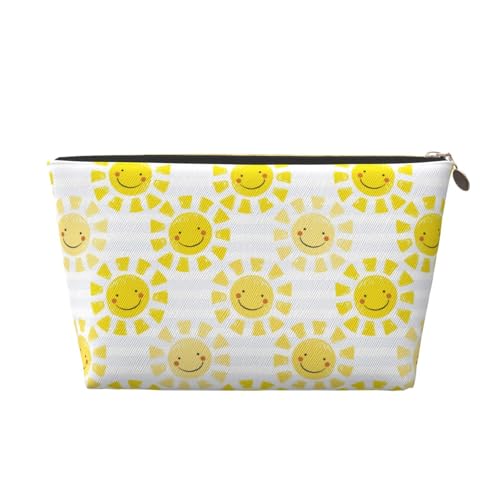 VOSERY Make-up-Tasche aus Leder, Kosmetiktasche, Reise-Kulturbeutel für Damen, gelbe Sonne, Make-up-Tasche, Organizer, niedliche Make-up-Tasche, wasserdichte Make-up-Tasche von VOSERY