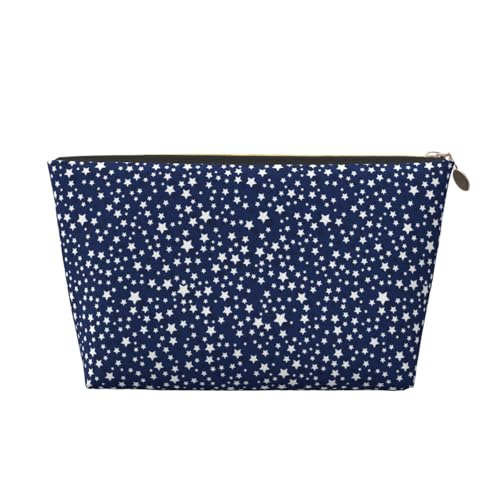 VOSERY Make-up-Tasche aus Leder, Kosmetiktasche, Reise-Kulturbeutel für Damen, glänzende Sterne, Nachthimmel, marineblau, Make-up-Tasche, Organizer, niedliche Make-up-Tasche, wasserdichte von VOSERY