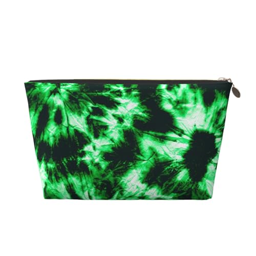 VOSERY Make-up-Tasche aus Leder, Kosmetiktasche, Reise-Kulturbeutel für Damen, grün, Batik-Make-up-Tasche, Organizer, niedliche Make-up-Tasche, wasserdichte Make-up-Tasche von VOSERY