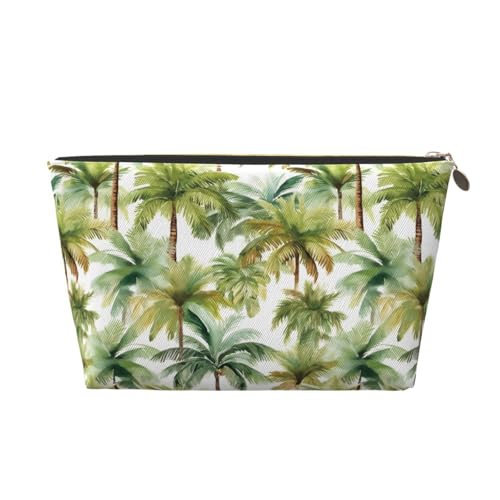 VOSERY Make-up-Tasche aus Leder, Kosmetiktasche, Reise-Kulturbeutel für Damen, grüne Kokosnussbaum-Make-up-Tasche, Organizer, niedliche Make-up-Tasche, wasserdichte Make-up-Tasche von VOSERY