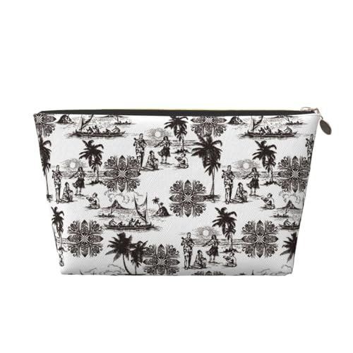 VOSERY Make-up-Tasche aus Leder, Kosmetiktasche, Reise-Kulturbeutel für Damen, hawaiianischer Stil, Retro-Make-up-Tasche, Organizer, niedliche Make-up-Tasche, wasserdichte Make-up-Tasche von VOSERY