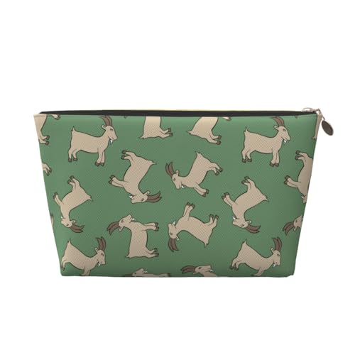 VOSERY Make-up-Tasche aus Leder, Kosmetiktasche, Reise-Kulturbeutel für Damen, klassisch, niedlich, Ziegengrün, Make-up-Tasche, Organizer, niedliche Make-up-Tasche, wasserdichte Make-up-Tasche von VOSERY