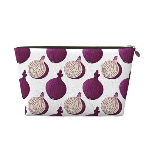 VOSERY Make-up-Tasche aus Leder, Kosmetiktasche, Reise-Kulturbeutel für Damen, lila Zwiebelmuster, Make-up-Tasche, Organizer, niedliche Make-up-Tasche, wasserdichte Make-up-Tasche von VOSERY