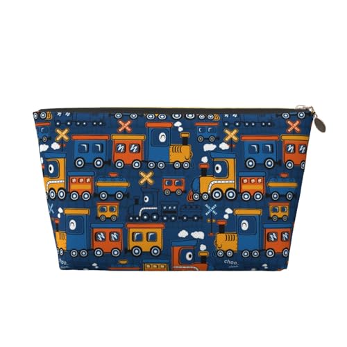 VOSERY Make-up-Tasche aus Leder, Kosmetiktasche, Reise-Kulturbeutel für Damen, lustiger Dampfzug, Make-up-Tasche, Organizer, niedliche Make-up-Tasche, wasserdichte Make-up-Tasche von VOSERY