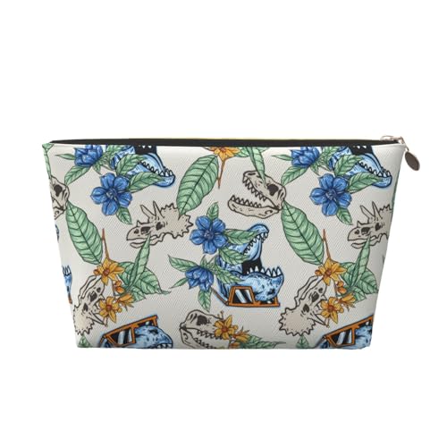 VOSERY Make-up-Tasche aus Leder, Kosmetiktasche, Reise-Kulturbeutel für Damen, lustiger Dinosaurier-Kopf-Make-up-Tasche, Organizer, niedliche Make-up-Tasche, wasserdichte Make-up-Tasche von VOSERY
