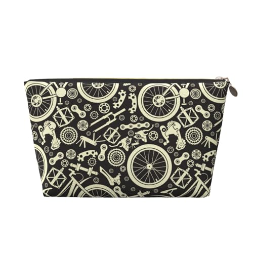 VOSERY Make-up-Tasche aus Leder, Kosmetiktasche, Reise-Kulturbeutel für Damen, mechanisches Fahrrad-Muster, Make-up-Tasche, Organizer, niedliche Make-up-Tasche, wasserdichte Make-up-Tasche von VOSERY