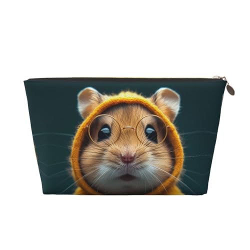 VOSERY Make-up-Tasche aus Leder, Kosmetiktasche, Reise-Kulturbeutel für Damen, moderner gelber Pullover, Meerschweinchen, Make-up-Tasche, Organizer, niedliche Make-up-Tasche, wasserdichte von VOSERY