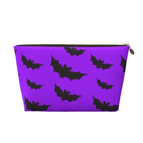 VOSERY Make-up-Tasche aus Leder, Kosmetiktasche, Reise-Kulturbeutel für Damen, niedliche Fledermäuse, gewaltsame Halloween-Make-up-Tasche, Organizer, niedliche Make-up-Tasche, wasserdichte von VOSERY