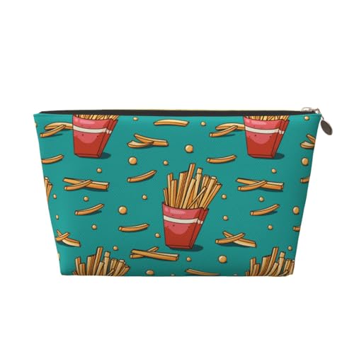 VOSERY Make-up-Tasche aus Leder, Kosmetiktasche, Reise-Kulturbeutel für Damen, niedliche Pommes-Frites-Organizer, niedliche Make-up-Tasche, wasserdichte Make-up-Tasche von VOSERY