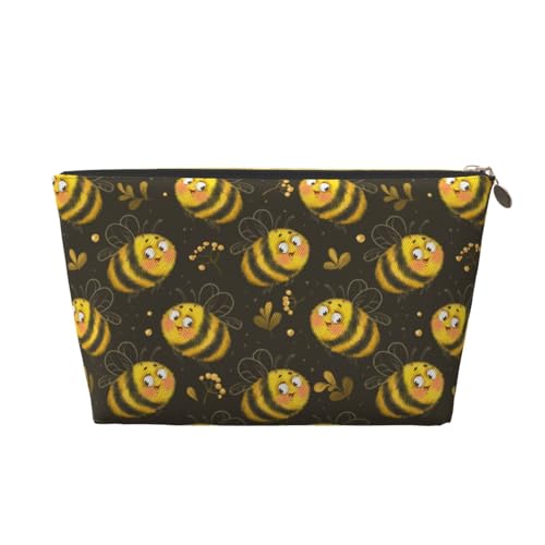 VOSERY Make-up-Tasche aus Leder, Kosmetiktasche, Reise-Kulturbeutel für Damen, niedlicher Cartoon-Bienen-Organizer, niedliche Make-up-Tasche, wasserdichte Make-up-Tasche von VOSERY