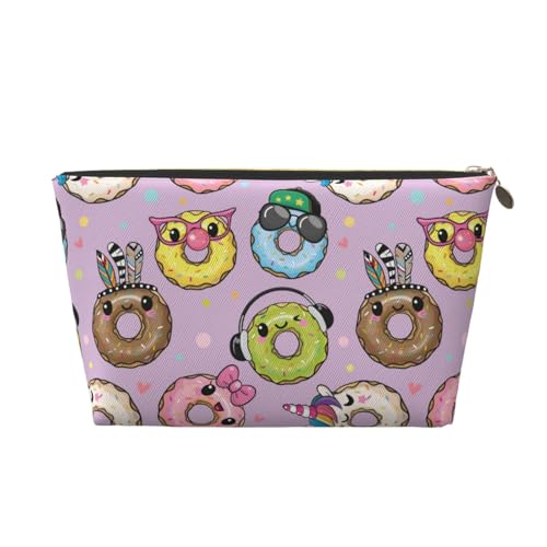VOSERY Make-up-Tasche aus Leder, Kosmetiktasche, Reise-Kulturbeutel für Damen, niedlicher Donut-Make-up-Tasche, Organizer, niedliche Make-up-Tasche, wasserdichte Make-up-Tasche von VOSERY