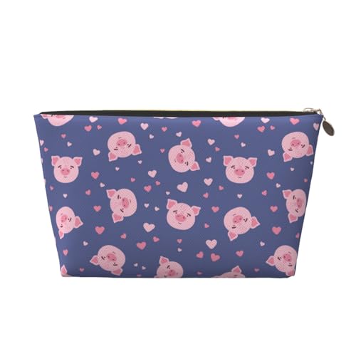 VOSERY Make-up-Tasche aus Leder, Kosmetiktasche, Reise-Kulturbeutel für Damen, niedliches Schweine-Design, niedliche Make-up-Tasche, wasserdichte Make-up-Tasche von VOSERY