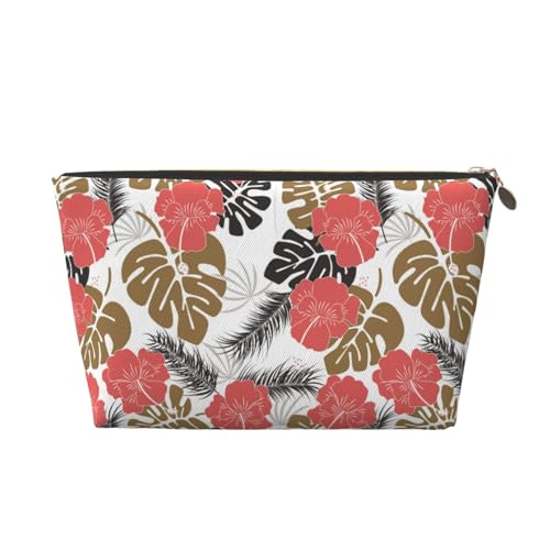 VOSERY Make-up-Tasche aus Leder, Kosmetiktasche, Reise-Kulturbeutel für Damen, rosa Bananenblätter, Make-up-Tasche, Organizer, niedliche Make-up-Tasche, wasserdichte Make-up-Tasche von VOSERY