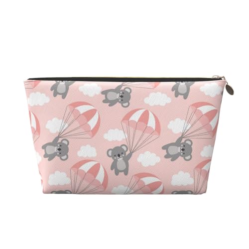 VOSERY Make-up-Tasche aus Leder, Kosmetiktasche, Reise-Kulturbeutel für Damen, rosa Fallschirm, grauer Koala-Make-up-Tasche, Organizer, niedliche Make-up-Tasche, wasserdichte Make-up-Tasche VOSERY Make-up-Tasche aus Leder, Kosmetiktasche, Reise-Kulturbeutel für Damen, rosa Fallschirm, grauer Koala-Make-up-Tasche, Organizer, niedliche Make-up-Tasche, wasserdichte Make-up-Tasche von VOSERY