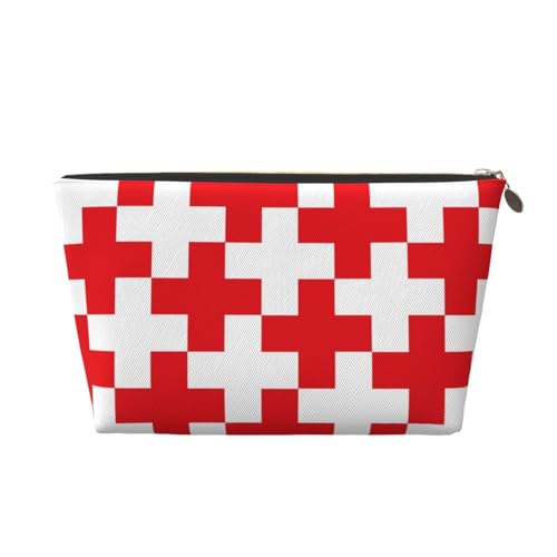 VOSERY Make-up-Tasche aus Leder, Kosmetiktasche, Reise-Kulturbeutel für Damen, rotes Kreuz, 1 Make-up-Tasche, Organizer, niedliche Make-up-Tasche, wasserdichte Make-up-Tasche von VOSERY
