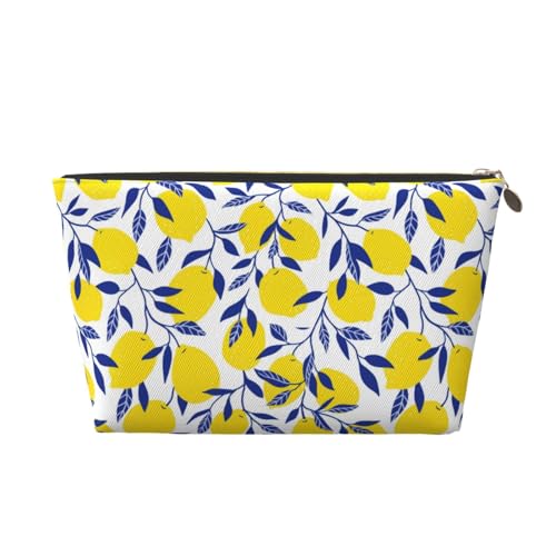 VOSERY Make-up-Tasche aus Leder, Kosmetiktasche, Reise-Kulturbeutel für Damen, tropische Zitrone, Make-up-Tasche, Organizer, niedliche Make-up-Tasche, wasserdichte Make-up-Tasche von VOSERY