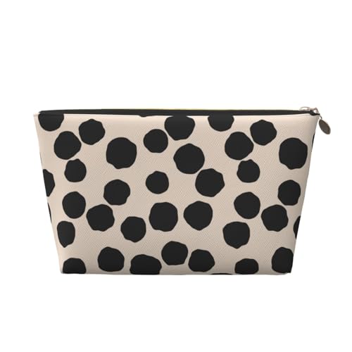 VOSERY Make-up-Tasche aus Leder, Kosmetiktasche, Reise-Kulturbeutel für Damen, unregelmäßige schwarze Punkte, Make-up-Tasche, Organizer, niedliche Make-up-Tasche, wasserdichte Make-up-Tasche von VOSERY