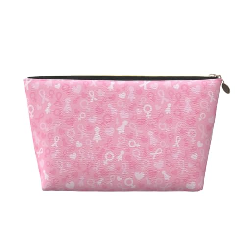 VOSERY Make-up-Tasche aus Leder, Kosmetiktasche, Reise-Kulturbeutel für Frauen, Brustkrebsbewusstsein, Make-up-Tasche, Organizer, niedliche Make-up-Tasche, wasserdichte Make-up-Tasche von VOSERY