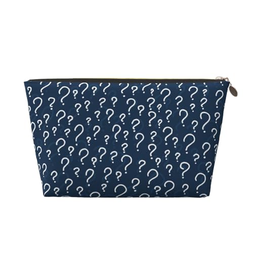VOSERY Make-up-Tasche aus Leder, Kosmetiktasche, Reise-Kulturbeutel für Frauen, Fragezeichen, Make-up-Tasche, Organizer, niedliche Make-up-Tasche, wasserdichte Make-up-Tasche von VOSERY