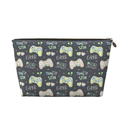 VOSERY Make-up-Tasche aus Leder, Kosmetiktasche, Reise-Kulturbeutel für Frauen, Gamer, Make-up-Tasche, Organizer, niedliche Make-up-Tasche, wasserdichte Make-up-Tasche von VOSERY