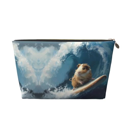 VOSERY Make-up-Tasche aus Leder, Kosmetiktasche, Reise-Kulturbeutel für Frauen, Surfen, Meerschweinchen, Make-up-Tasche, Organizer, niedliche Make-up-Tasche, wasserdichte Make-up-Tasche von VOSERY