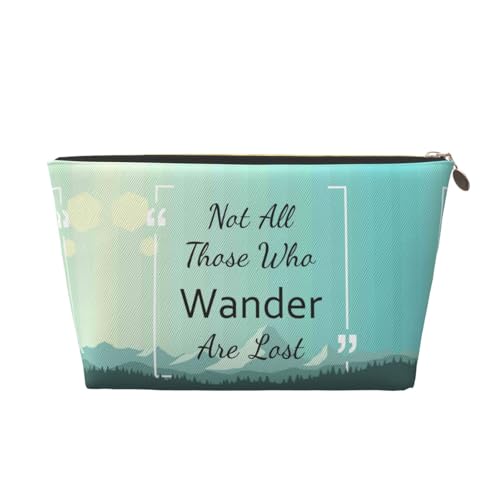 VOSERY Make-up-Tasche aus Leder, Kosmetiktasche, Reise-Kulturbeutel für Frauen, nicht alle, die wandern, sind verloren, 1 Make-up-Tasche, Organizer, niedliche Make-up-Tasche, wasserdichte von VOSERY