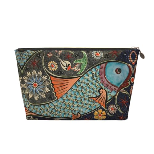 VOSERY Make-up-Tasche aus Leder, Kosmetiktasche, Reise-Kulturbeutel für Frauen, reichhaltiger Fisch-Make-up-Tasche, Organizer, niedliche Make-up-Tasche, wasserdichte Make-up-Tasche von VOSERY