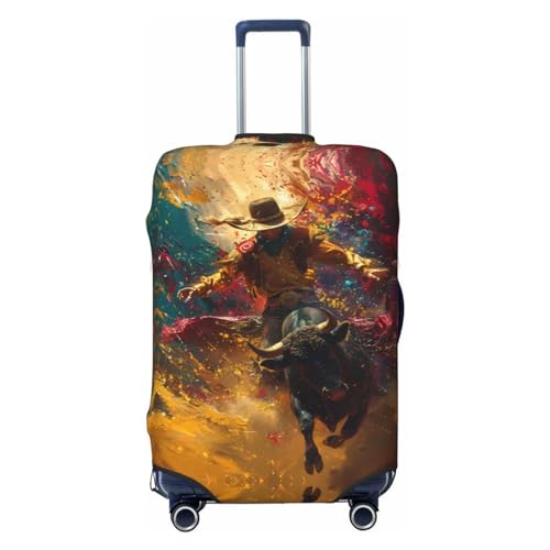 VOSERY Reisegepäckhülle – Bull Western Man waschbare Kofferabdeckungen, passend für 45,7 - 81,3 cm Gepäck, Schwarz, Small von VOSERY