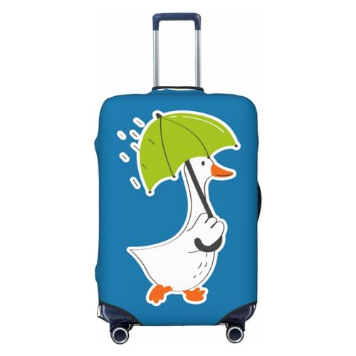 VOSERY Reisegepäckhülle – Gans hält einen Regenschirm, waschbare Kofferabdeckungen, Schutz, passend für 45,7 - 81,3 cm Gepäck, Schwarz, Large von VOSERY