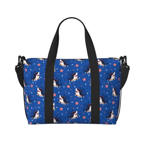 VOSERY Reisetasche, Cartoon-Motiv Happy Glasses Cute Shark Weekender Bag Carry On Duffle Bags for Women, Travel Essentials Sport Gym Bag for Men, Overnight Bag Luggage Bag Personal Item Bag VOSERY Reisetasche, Cartoon-Motiv Happy Glasses Cute Shark Weekender Bag Carry On Duffle Bags for Women, Travel Essentials Sport Gym Bag for Men, Overnight Bag Luggage Bag Personal Item Bag von VOSERY