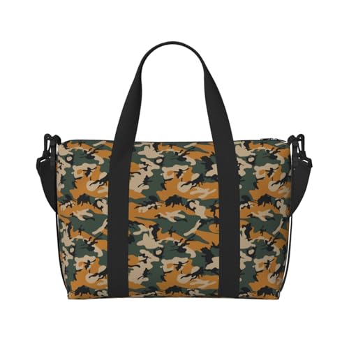 VOSERY Reisetasche, Dinosaurier-Camouflage-Druck, Wochenendtasche, Handgepäcktasche für Damen, Reiseutensilien, Sport, Turnbeutel für Herren, Übernachtungstasche, Gepäcktasche, persönliche Gegenstände von VOSERY