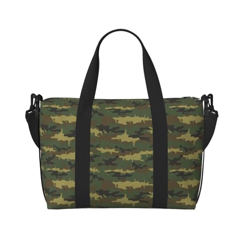 VOSERY Reisetasche, Dinosaurier-Camouflage-Wochenendtasche, Handgepäcktasche für Damen, Reiseutensilien, Sport, Turnbeutel für Herren, Übernachtungstasche, Gepäcktasche, persönliche Gegenstände von VOSERY