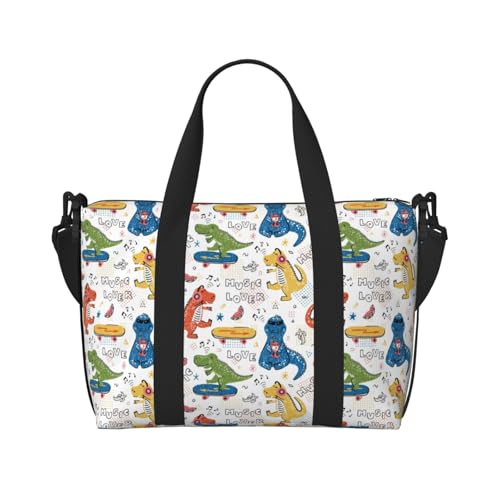 VOSERY Reisetasche, Dinosaurier-Wochenendtasche, Handgepäcktasche für Damen, Reiseutensilien, Sport, Turnbeutel für Herren, Übernachtungstasche, Gepäcktasche, persönliche Gegenstände von VOSERY