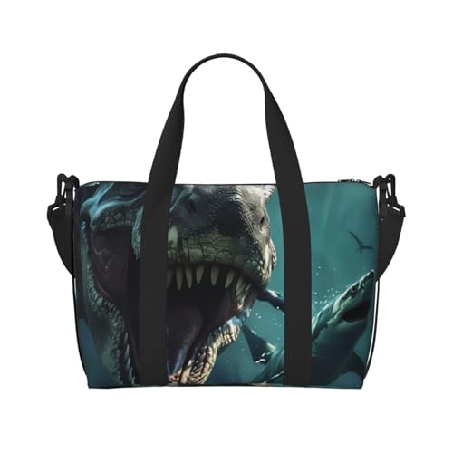 VOSERY Reisetasche, Unterwasser-Dinosaurier-Hai-Wochenendtasche, Handgepäcktasche für Damen, Reiseutensilien, Sport, Turnbeutel für Herren, Übernachtungstasche, Gepäcktasche, persönliche Gegenstände von VOSERY