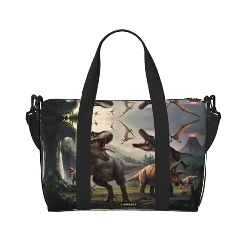 VOSERY Reisetasche, Waldpark, Dinosaurier-Wochenendtasche, Handgepäcktasche für Damen, Reiseutensilien, Sport, Turnbeutel für Herren, Übernachtungstasche, Gepäcktasche, persönliche Gegenstände von VOSERY