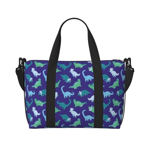 VOSERY Reisetasche, blaues Dinosaurier-Muster, Wochenendtasche, Handgepäcktasche für Damen, Reiseutensilien, Sport, Turnbeutel für Herren, Übernachtungstasche, Gepäcktasche, persönliche Gegenstände von VOSERY