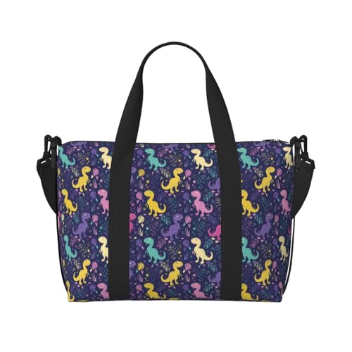 VOSERY Reisetasche, bunte Dinosaurier-D-Wochenendtasche, Handgepäcktasche für Damen, Reiseutensilien, Sport, Turnbeutel für Herren, Übernachtungstasche, Gepäcktasche, persönliche Gegenstände von VOSERY