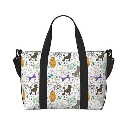 VOSERY Reisetasche, lustiger süßer Pudel-Hund, Wochenendtasche, Handgepäcktasche für Damen, Reiseutensilien, Sport, Turnbeutel für Herren, Übernachtungstasche, Gepäcktasche, persönliche Gegenstände von VOSERY