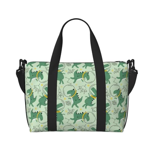 VOSERY Reisetasche, niedliche Dinosaurier im Weltraum, Wochenendtasche, Handgepäcktasche für Damen, Reiseutensilien, Sport, Turnbeutel für Herren, Übernachtungstasche, Gepäcktasche, persönliche von VOSERY